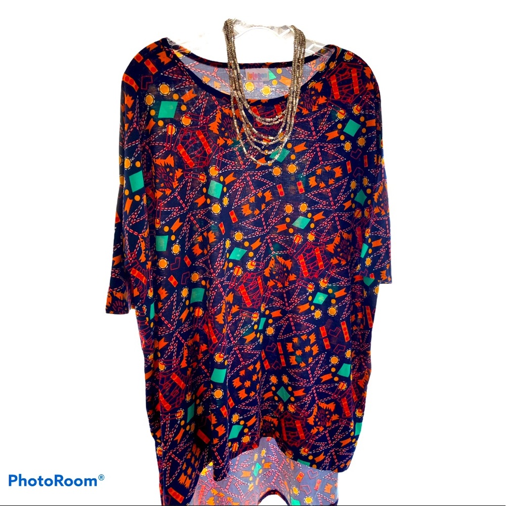 LuLaRoe Red Orange Confetti Irma Size Large